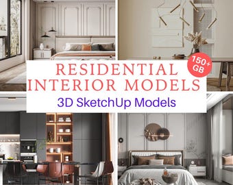 Paquete de modelos de interiores 3D para SketchUp / Paquete de escenas de diseño residencial / Visualización arquitectónica