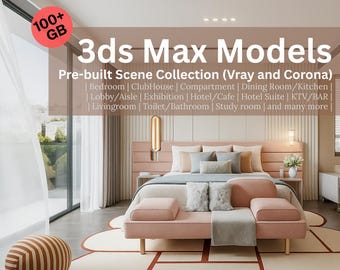 Colección de escenas de interiores para 3DS MAX / Vray y Corona (Descarga digital)