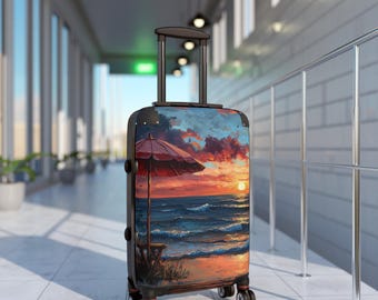 Tropical Beach Suitcase - Sunset Travel Luggage, Vacation Accessories, Summer Getaway Gear, Beach Lover Gift, Adventure Bag
