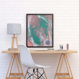 high tide | original abstract painting | ooak | acrylic | coral + green + white