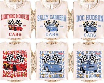 Camiseta de Disney Cars, Camiseta de personajes de Disney Cars, Camiseta de Pixar Mater, Camiseta de cumpleaños de Pixar Lightning McQueen, Camiseta de Cars Sally