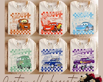 Disney Cars Retro Radiator Springs Shirt, Lightning McQueen Mater Sally Matching Shirt, Pixar Cars Land Tee,Disneyland Disney World Trip