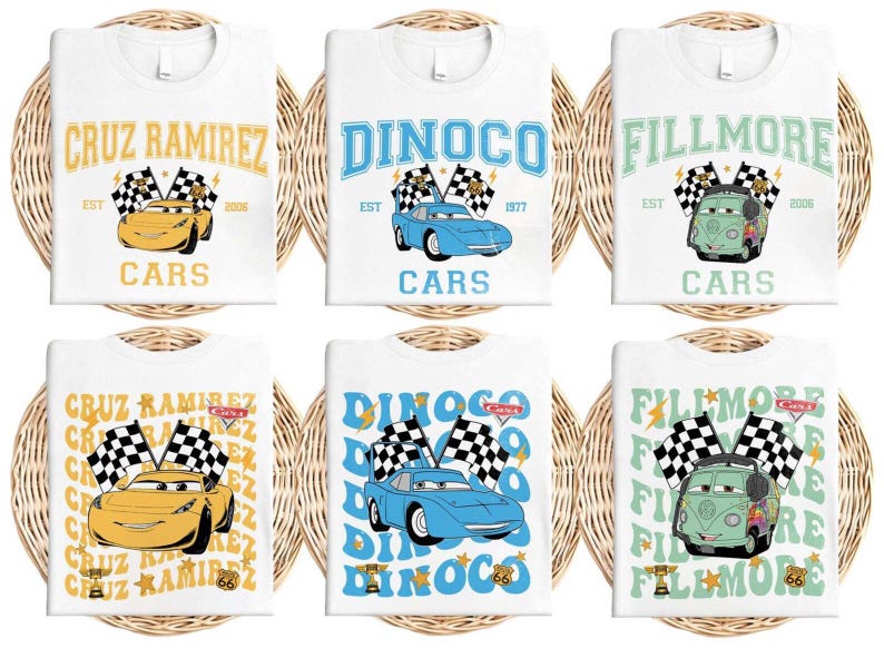 Camiseta de Disney Cars, Camiseta de personajes de Disney Cars, Camiseta de Pixar Mater, Camiseta de cumpleaños de Pixar Lightning McQueen, Camiseta de Cars Sally imagen 5