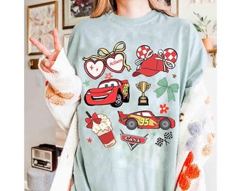 Camiseta Coquette Bows de Disney Cars, Camiseta a juego de Lightning McQueen, Tow Mater, Doc Hudson y Sally de Cars Group, Cars Land Family, Viaje de chicas a Disney