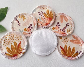 Cotton face rounds, eye makeup remover pads, Reusable face rounds, 6 count muti layer, 3” rounds, cotton, flannel, boho colors, florals