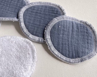 Reusable cotton/TERRYCLOTH face rounds, washable double gauze face scrubbies, cotton rounds, ecofriendly, eye makeup remover pads, blue