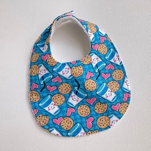 Cookies and milk INFANT Baby bib, baby shower gift, snap neck, feeding, teething, drool bib, cotton terrycloth, approximately 8 x 11 image 3