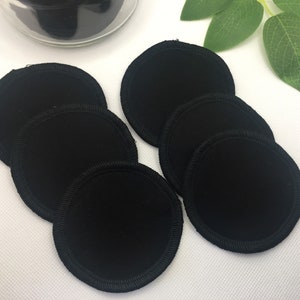 Reusable cotton FLANNEL face rounds, eye makeup remover pads, Black, washable, 6 count, multi layer thickness, replaces store bought pads. image 3
