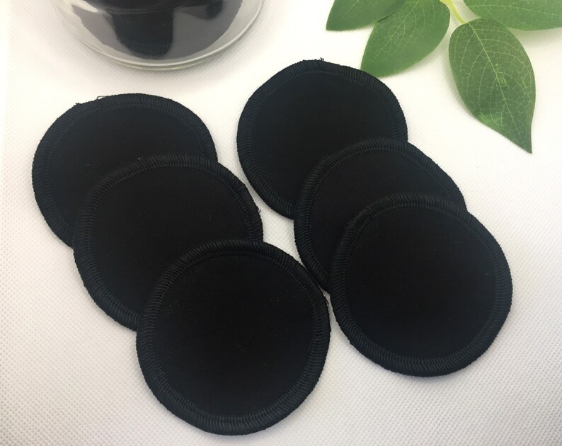 Reusable cotton FLANNEL face rounds, eye makeup remover pads, Black, washable, 6 count, multi layer thickness, replaces store bought pads. image 3