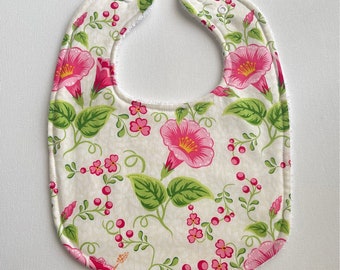 Floral TODDLER baby bib, Baby shower gift, snap neck, feeding, teething, drool bib, gift for baby, approximately 9" x 12"