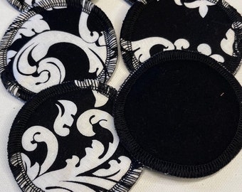 Cotton rounds, reusable cotton pads, washable face cloth, zero waste, ecofriendly, eye makeup remover pads,nail polish remover wipes, black