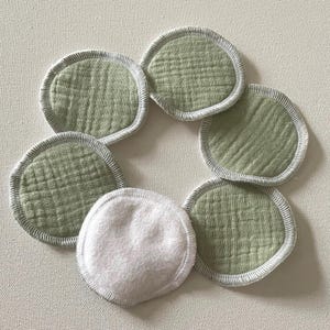 Reusable Cotton muslin Gauze Face Rounds Light Sage Green Makeup Remover Pads
