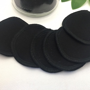 Reusable cotton FLANNEL face rounds, eye makeup remover pads, Black, washable, 6 count, multi layer thickness, replaces store bought pads. image 7