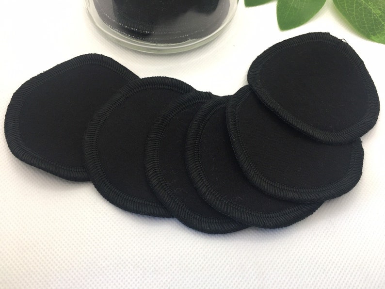 Reusable cotton FLANNEL face rounds, eye makeup remover pads, Black, washable, 6 count, multi layer thickness, replaces store bought pads. image 7