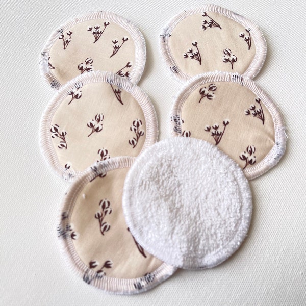 Cotton TERRYCLOTH face rounds, reusable cotton pads, face wipe, zero waste, ecofriendly, eye makeup remover pads, neutral, beige