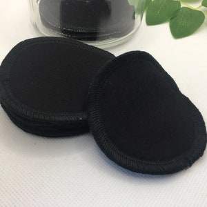 Reusable cotton FLANNEL face rounds, eye makeup remover pads, Black, washable, 6 count, multi layer thickness, replaces store bought pads. image 4