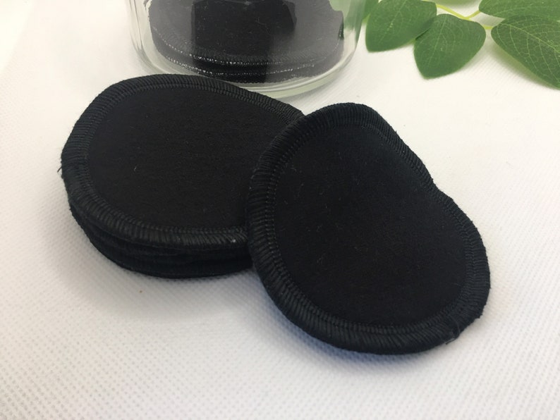 Reusable cotton FLANNEL face rounds, eye makeup remover pads, Black, washable, 6 count, multi layer thickness, replaces store bought pads. image 4