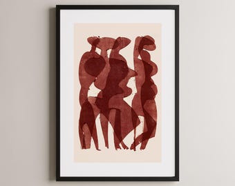 Modern Wall Decor, Minimalist Art Print, Abstract Red Figures Art Print, Abstract Wall Decor, Contemporary Home Decor, Unique Wall Art