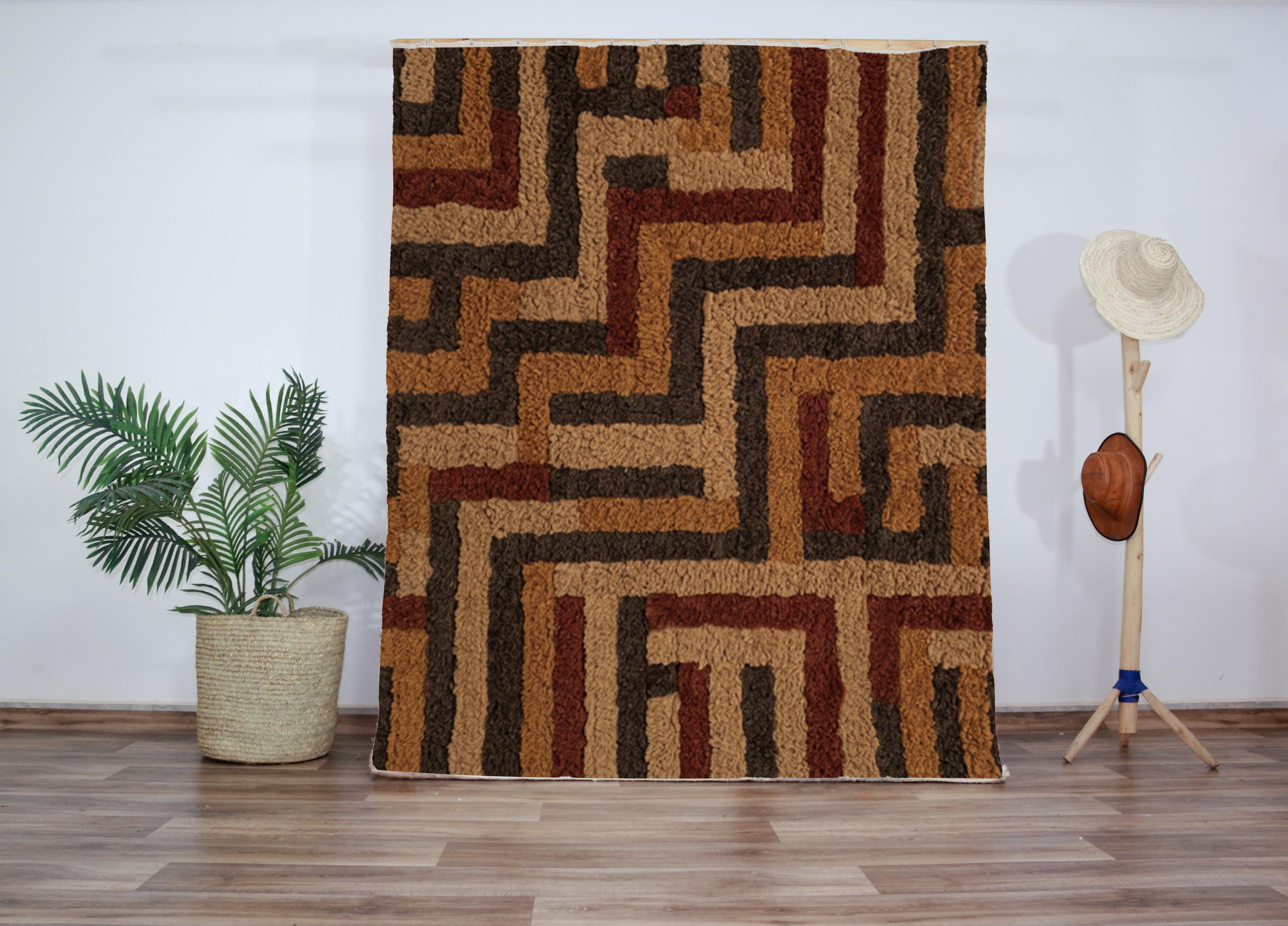 Berber Rug Pattern Authentic Berber Rug – Handwoven Wool With Labyrinth Pattern in Spice ...