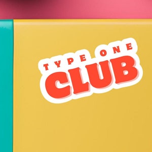 Typ 1 Diabetic Club Vinyl wasserdichter Aufkleber, Diabetis Geschenk oder Accessoire, Diabetis Aufkleber