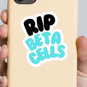 RIP cellule beta, diabete di tipo 1, adesivo impermeabile blu/rosa, regalo divertente e unico, sensibilizzazione sulla salute, accessorio per pompa per insulina, adesivo fatto a mano