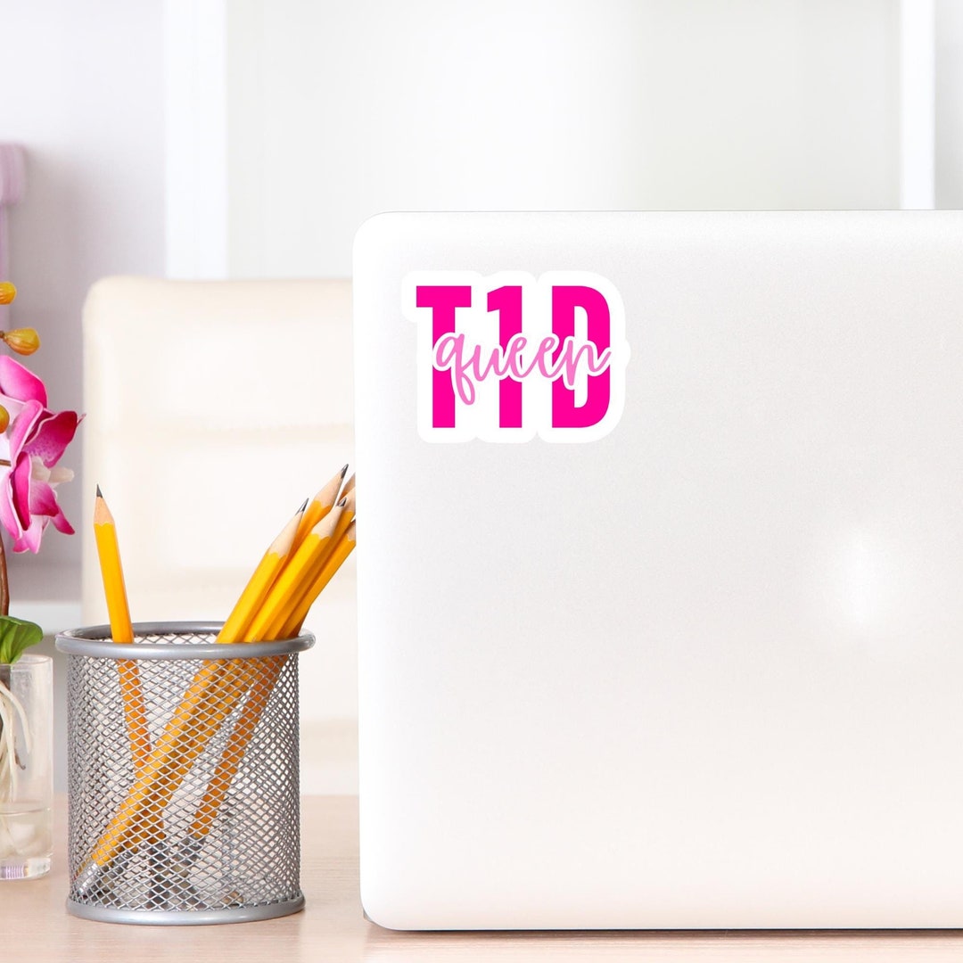 T1D Queen, Type 1 Diabetes, Cute Sparkle Waterproof Sticker, Adorable ...