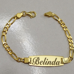14K Real Gold Baby ID Bracelet,Personalize Baby Girl Boy Bracelet,Custom Baby Name Engrave,Baby Name Bracelet, Custom Child ID Bracelet gift