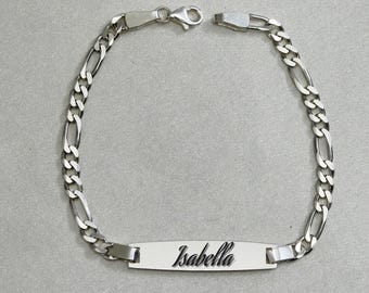 Pulsera de identificación para bebé en oro de 14 quilates: nombre personalizado grabado, recuerdo para el niño