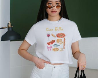 Collage estético de camisetas vintage italianas para bebés PNG, camiseta italiana de verano PNG, estética de abuela costera, comida Ciao Bella, coqueta, Pinterest