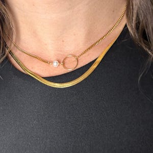 Kaydence 14kt ゴールドフィルド淡水パールチョーカーネックレス、上品な重ね付けネックレス、コケットコテージコア、防水