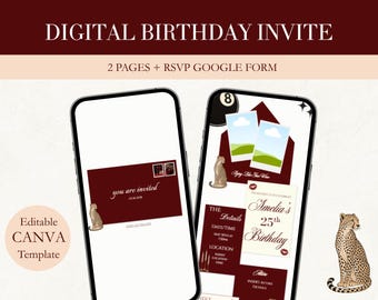 Aging Like Fine Wine Birthday Invitation, Interactive Canva Website Template, Digital Invite with RSVP Form