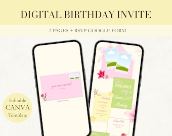 She’s Freshly 21 Birthday Invitation Website | Editable Canva 21st Lemon-Themed Digital Invite | Interactive Envelope Evite with RSVP