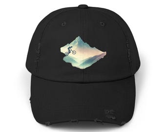Watercolor Mountain Biking Unisex Cap