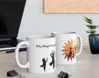 Sunrise Motherhood Sun Yoga Mug, (11oz, 15oz)