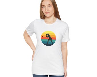 Pickleball Female Rainbow Silhouette Unisex Jersey Short Sleeve Tee