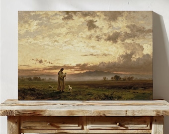 Impresión en lienzo de Jesús el Buen Pastor, arte mural cristiano pastoral