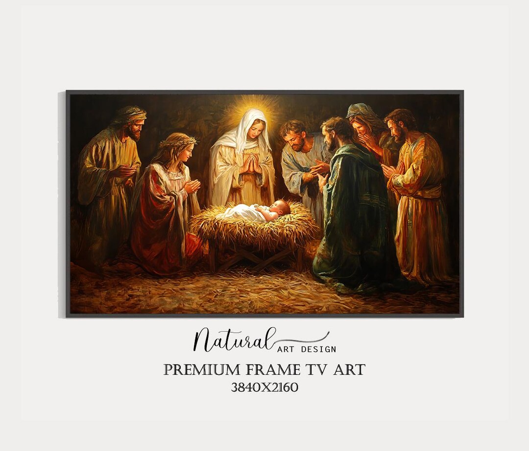キリスト降誕シーンのテレビアート：クリスマスのイエスの誕生、宗教的