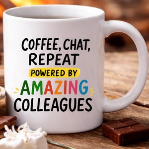 Coffee Chat Repeat-mok, cadeau voor collega's, 11 oz keramiek