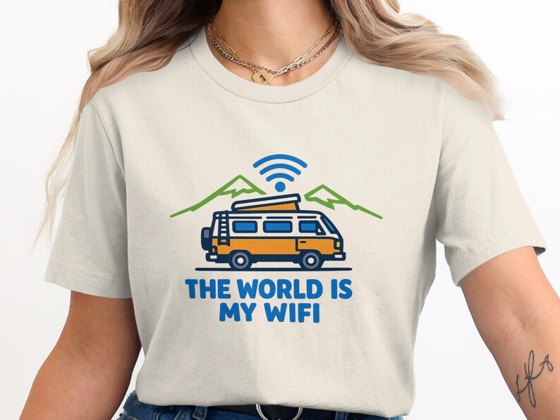The World Is My Wifi Shirt, Van Life Wifi T-Shirt, Travel Lover Gift, Adventure T-Shirt, Boho Graphic Tee, Road Trip Outfit