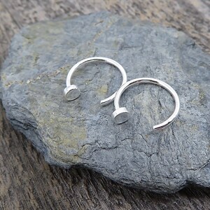 Tiny Sterling Silver Dot Ear Huggers | Huggie Hoops | Minimalist Tiny Sterling Silver Earrings | Tiny Circle Earrings | H5