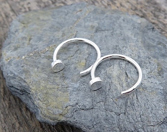 Tiny Sterling Silver Dot Ear Huggers | Open Huggie Hoops | Minimalist Tiny Sterling Silver Earrings | Tiny Circle Earrings Gift Boxed - P55