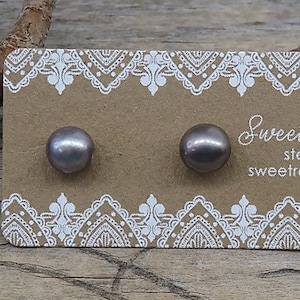 Tiny Sterling Silver Stud Earrings | Silver Grey Pearl Studs | Gift For Her | Bride&#39;s Maid Gift | Multiple Piercing | Minimalist Studs - P56