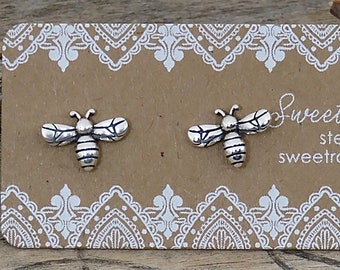 Sterling Silver Tiny Bee Earrings | Bee Studs | tiny bee Posts | Sterling Silver Studs | Nature Inspired Earrings | Tiny Stud - P106