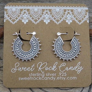 Sterling Silver Boho Hoop Earrings | Rustic Artisan Sterling Silver Hoop | Handmade Hoop Earrings | Rustic Jewelry - P119