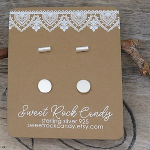 Sterling Silver Stud Earring Set | 2 Pair | Bar & Round Dot | Mix and Match Studs | Minimalist Jewelry | Gift For Her | Gift Boxed - S95