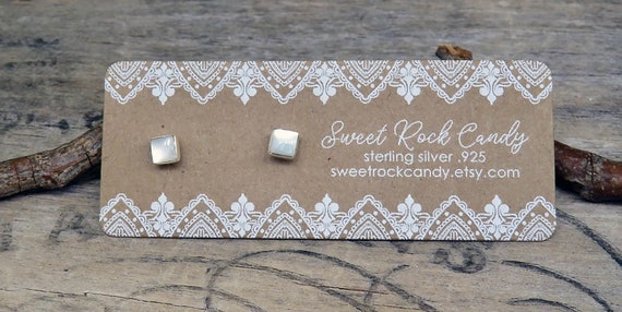 Sterling Silver Tiny Mother of Pearl Square Stud Earrings | Minimalist Geometric Jewelry | Gift Boxed Earrings Under 25 | Gift For Her P109