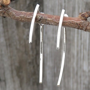 Sterling Silver Front and Back Curved Bar Earrings | Minimalist earrings | Front & Back Studs | Boho Artisan Earrings | Gift For Her  - P85