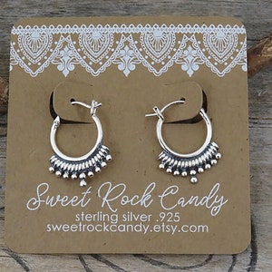 Tiny Sterling Silver Rustic Hoops | Boho Hoop Earrings | Multiple Piercing | Tiny Oxidized Hoops | Small Hoops | Gift Boxed Jewelry - P167