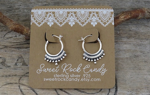 Tiny boho hoop earrings discount