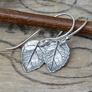 Sterling Silver Tiny Leaf Earrings | Artisan Sterling Silver Leaf Earrings | Artisan Silver Jewelry | Gift For Gardener | Rose Leaf Earrings